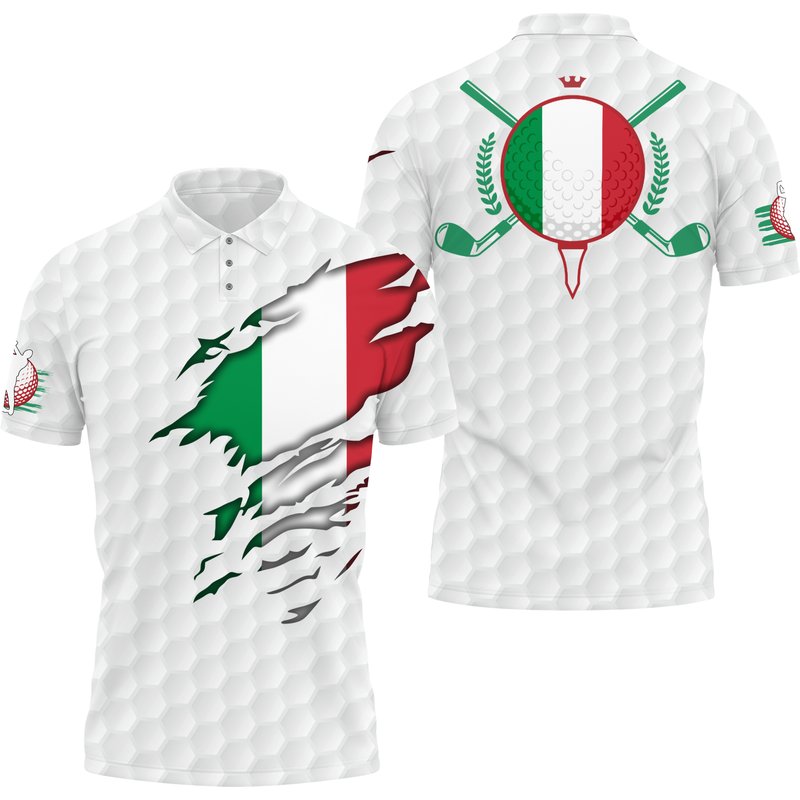 Italy Golfing Style Polo Shirt Born To Golf Scratched Design Nation Italian Polo Shirt — Chemises décontractées pour hommes