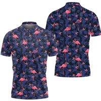 Flamingo Tropical Flower Golf Polo