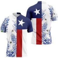 Texas State Flag Bluebonnet Flower Polo Shirt