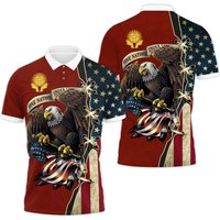 Us Military Patriotic American Veteran One Nation Under God 4th Of July For Men Short Sleeve Polo Shirt — Chemises décontractées pour hommes