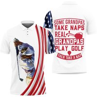 Golf Grandpas Plays Golf Take Naps Real Gift For Golfing Lovers Polo Shirt — Chemises décontractées pour hommes