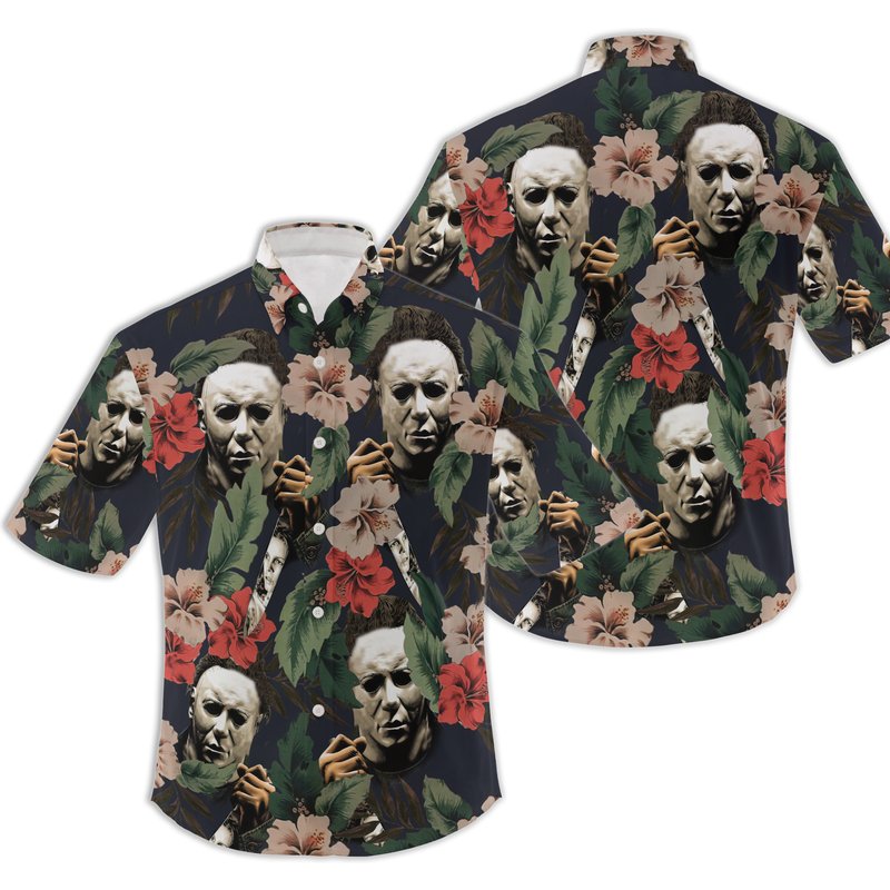 3d Halloween Horror Killers Michael Myers Tropical Hawaiian Shirt — Chemises décontractées pour hommes