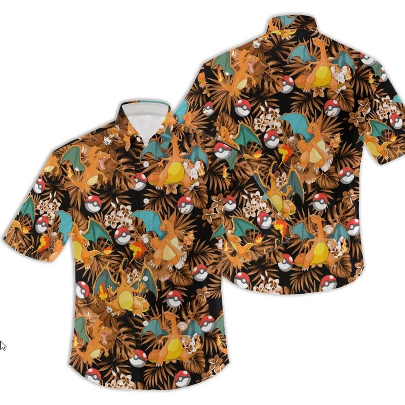 Charizard Hawaiian Shirt — Chemises décontractées pour hommes