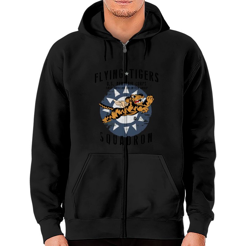 Flying Tiger's Squadron Wwii Vintage Zip Hoodies — Sweats à capuche pour hommes
