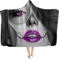 Calavera (day Of The Dead) Gothic Halloween Skull Hooded Blanket