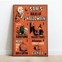 Sam's Rules Of Halloween Poster, Never Blow Out A Jack-o-lattern Poster