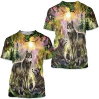 Animal Wolf Family Animal 3d T-shirt — T-shirts pour hommes