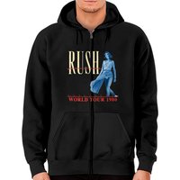 Rush Band Zip Hoodies, Vintage Rush World Tour 1980 Zip Hoodies