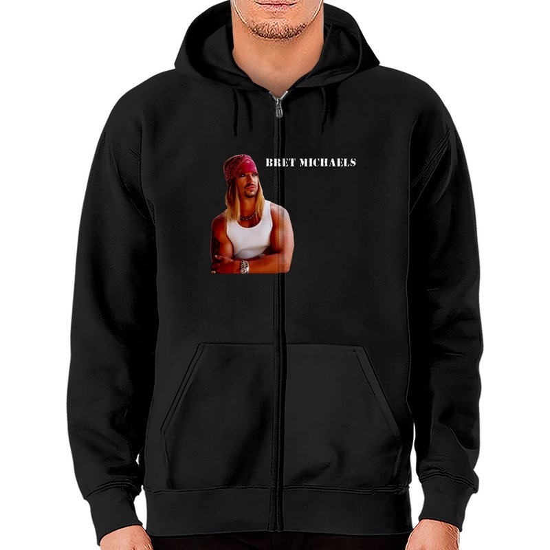 Bret Michaels Zip Hoodies — Sweats à capuche pour hommes