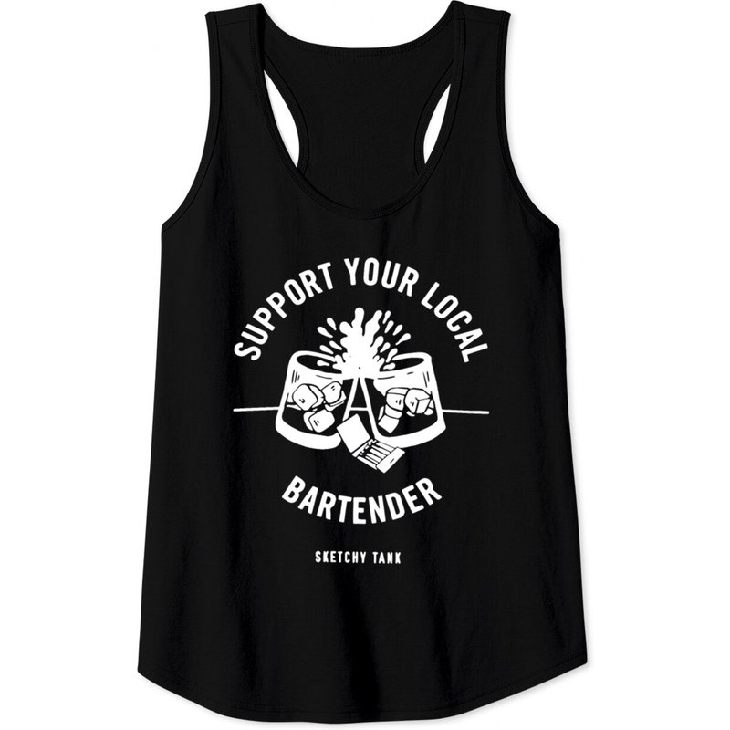 Sketchy Tank Support Your Local Bartender Black Ta Tank Tops — T-shirts pour hommes