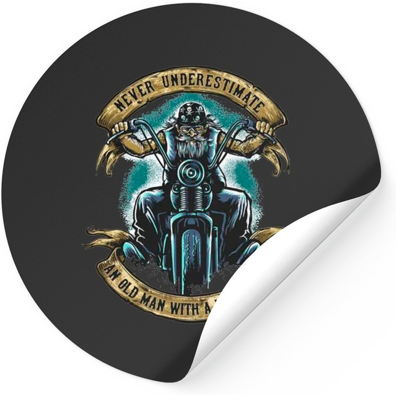 Never Underestimate An Old Man With A Motorcycle Stickers — Stickers & Decals