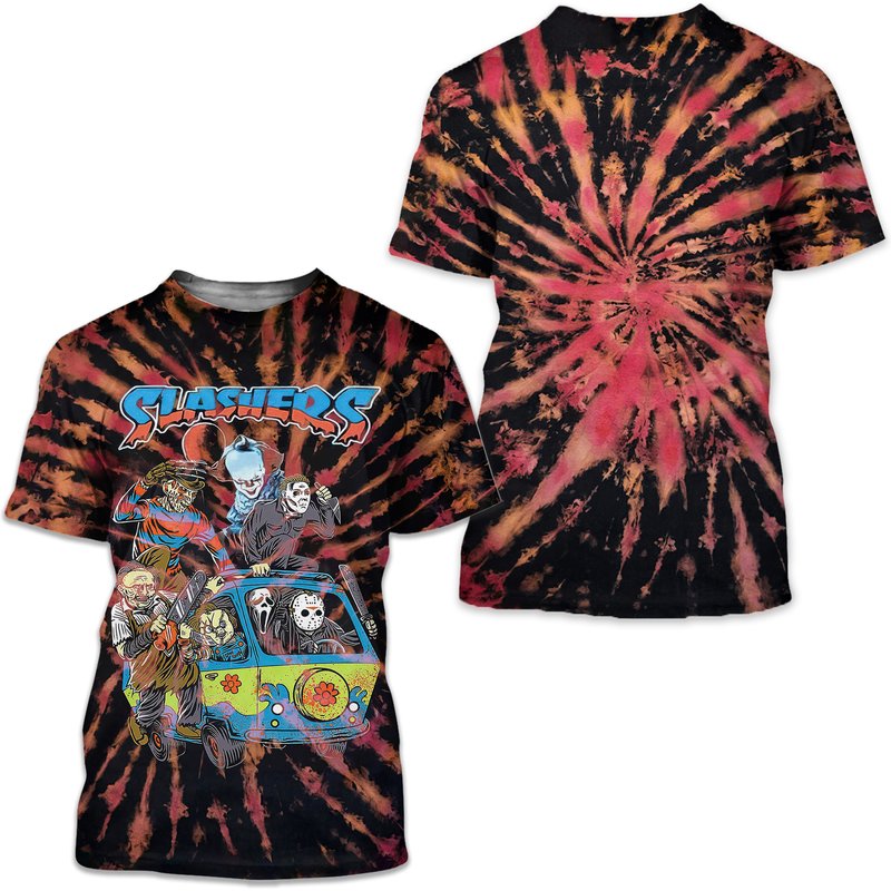 New Halloween Slashers Tie-dye T-shirt — T-shirts pour hommes