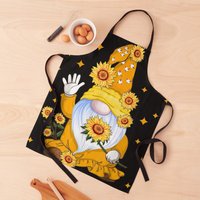 Cute Gnome With Sunflower Floral Apron — Tabliers de cuisine