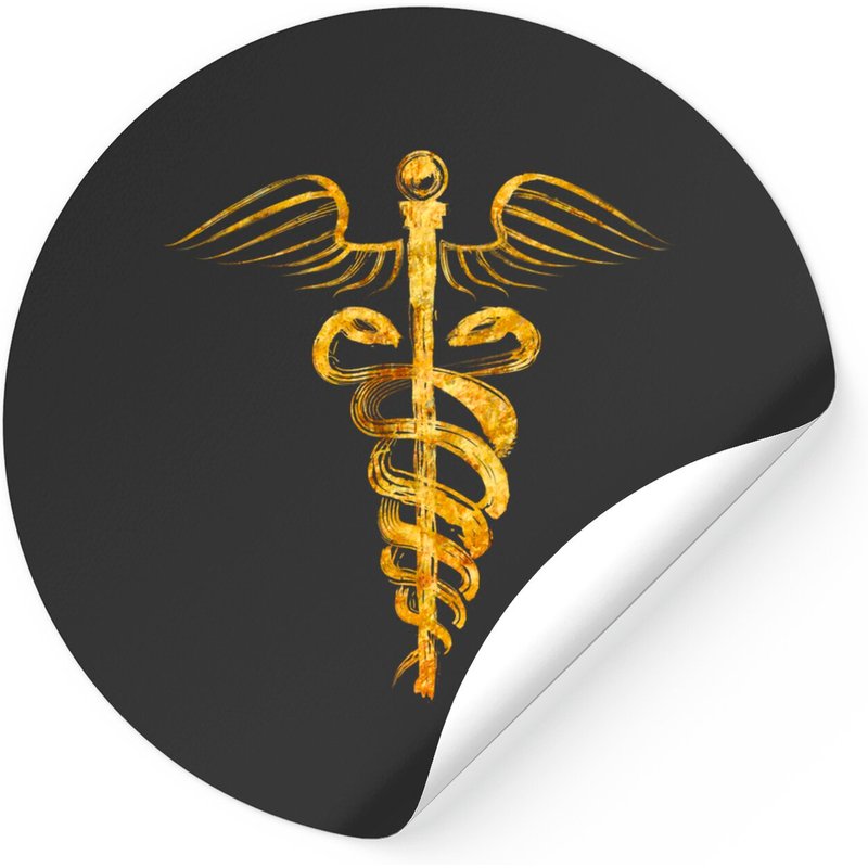 Caduceus Symbol - Gold Edition - Caduceus - Stickers — Stickers & Decals
