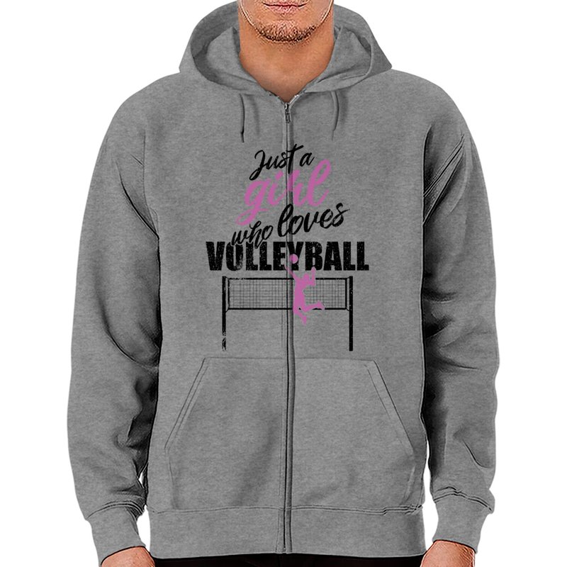 Just A Girl Who Loves Volleyball Player Volleyball Zip Hoodies — Sweats à capuche pour hommes