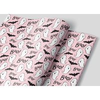 Pink Boo Ghost Halloween Wrapping Paper