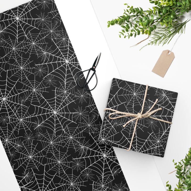 Black Spider Web Halloween Wrapping Paper — Papier cadeau et fêtes