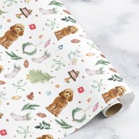 Cockapoo Wrapping Paper Roll, Cockapoo Christmas Wrapping Paper — Papier cadeau et fêtes