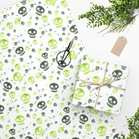 Neon Skulls Halloween Gift Wrapping