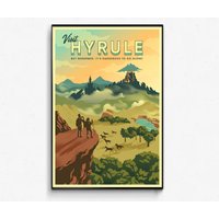 Visit Hyrule But Remember Its Dangerous To Go Alone Vintage Travel Poster — Affiches et impressions