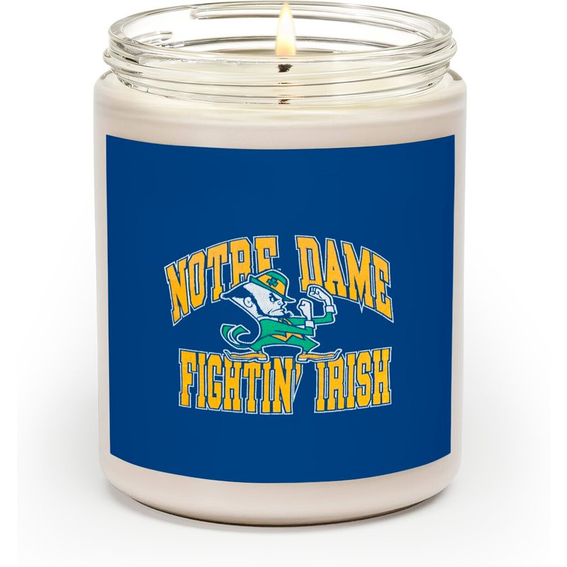 80s Notre Dame Fightin' Irish Burnout Scented Candle Vintage Unisex Graphic University Athletic Scented Candles — Bougies parfumées
