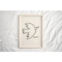 Pablo Picasso Dove Of Peace, Vintage Poster, Line Art Print, Museum Exhibition — Posters & Prints