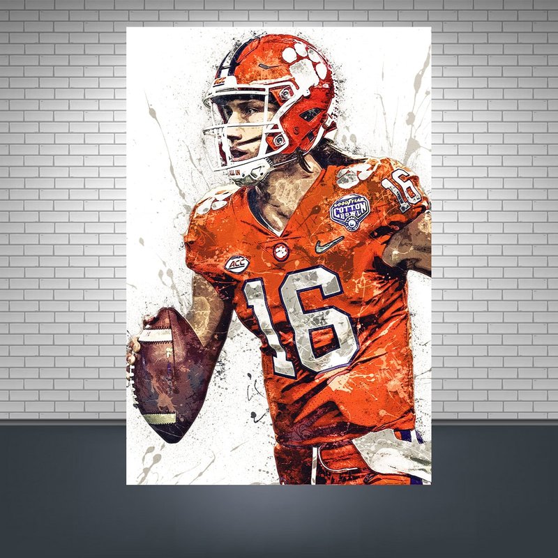 Trevor Lawrence Poster, Clemson Tigers, Gallery Canvas Wrap, Kids Room, Man Cave, Game Room, Bar — Posters & Prints
