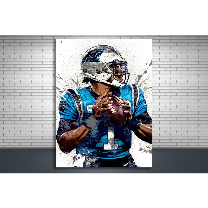 Cam Newton Poster, Carolina Panthers, Canvas Wrap, Man Cave, Bar, Game Room — Affiches et impressions