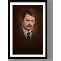 Ron Swanson Portrait - Parks And Recreation Poster - Parks And Rec Poster — Posters & Prints