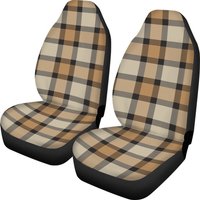 Brown Beige Plaid Car Seat Covers