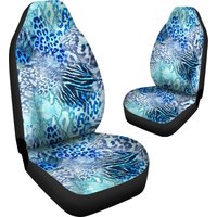 Blue Leopard Cheetah Tiger Animal Print Car Seat Covers