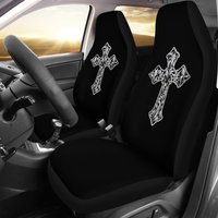 Vintage Cross Decor Black Car Seat Covers — Housses de siège de voiture