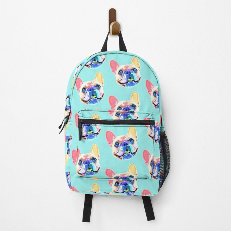 Smiling Rainbow French Bulldog Backpack — Sacs à dos décontractés