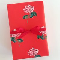 Wrapping Paper: Red Hydrangea {gift Wrap, Birthday, Holiday, Christmas}