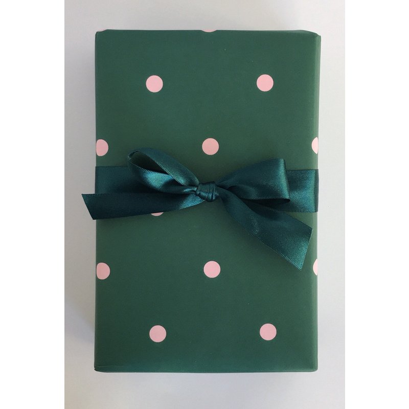 Wrapping Paper: Forest And Blush Polka Dot {gift Wrap, Birthday, Holiday, Christmas} — Gift Wrap & Party Supplies