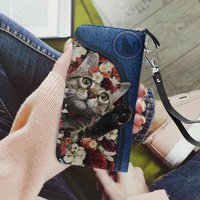 Floral Cat Leather Wallet