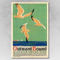 Outward Bound By South Shore Line 1920s Vintage Railroad Poster — Affiches et impressions