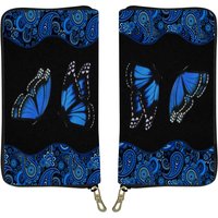 Blue Butterfly Leather Wallet