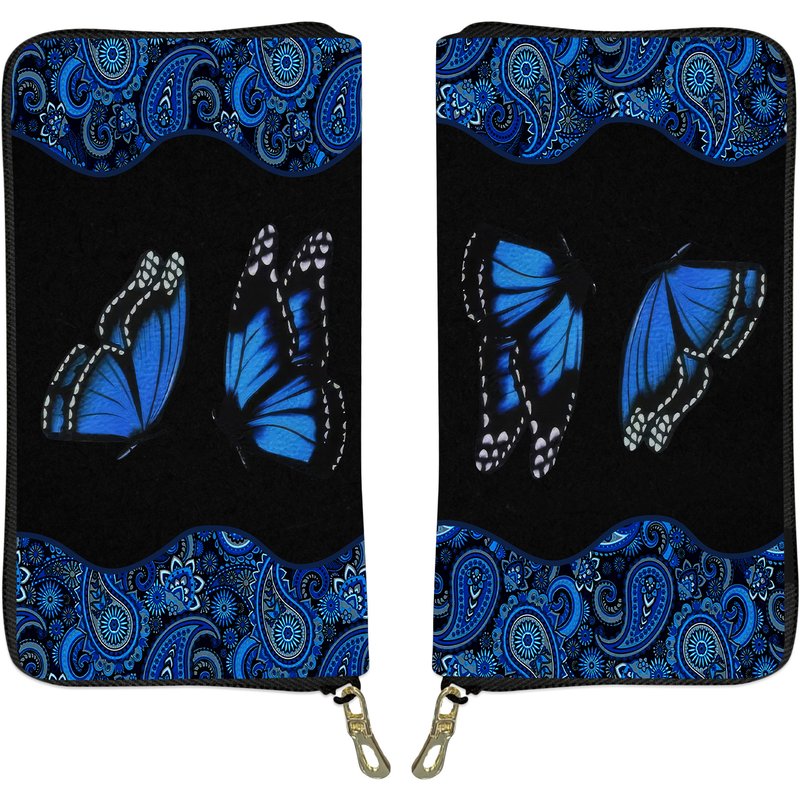 Blue Butterfly Leather Wallet — Portefeuille Homme