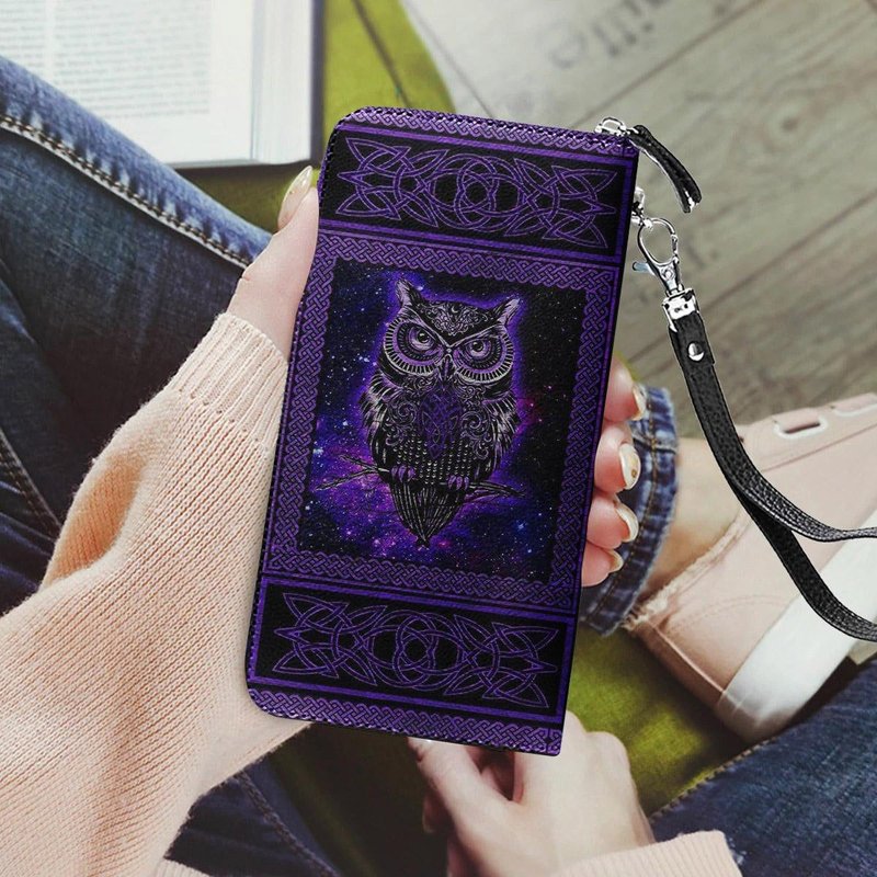 Celtic Owl Leather Wallet — Portefeuille Homme