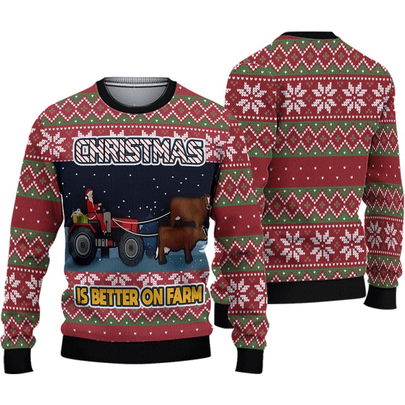 Sweater 3d Christmas Is Better On Farm Ugly Christmas Sweater — Chandails pour hommes