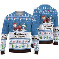 Peanut Snoopy Christmas Is Comming Wool Knitted Sweater
