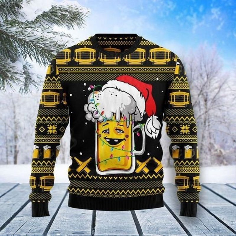 Beer Christmas Ugly Sweater, Ugly Christmas Sweater — Mens Sweaters
