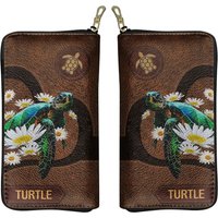 Turtle Daisy Leather Wallet
