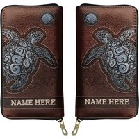 Personalized Love Turtle Leather Wallet