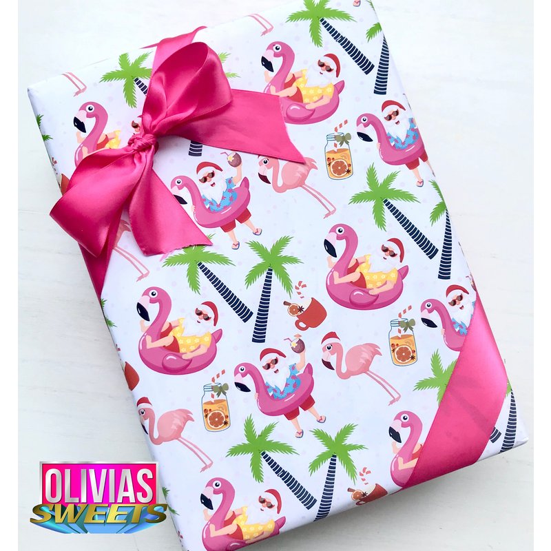 Flamingo Santa Tropical Christmas Paper — Papier cadeau et fêtes