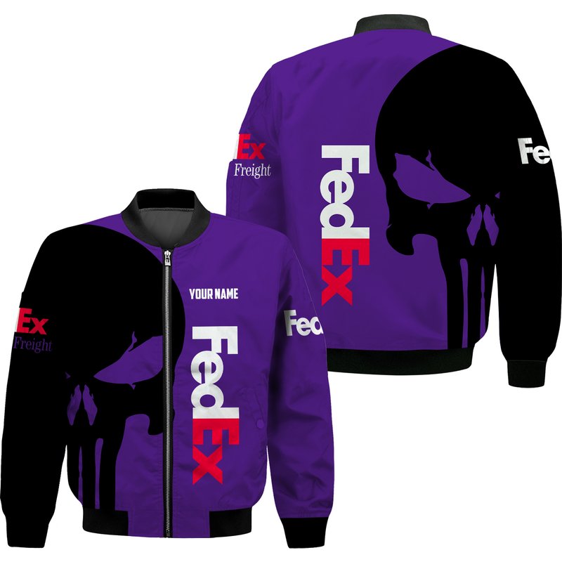 Fedex Freight Skull Custom Name Quilt Bomber Jacket — Blousons et vestes légères