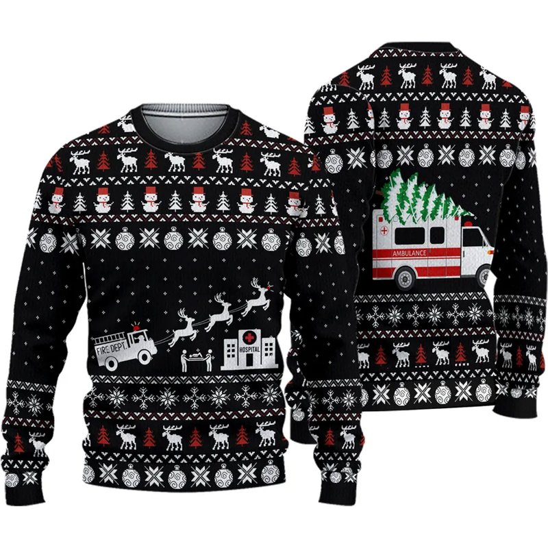 Casespring Paramedic Hospital Ambulance 3d Ugly Christmas Sweater