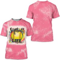 Softball Life Shirt Bleached 3d Tshirt — T-shirts pour hommes