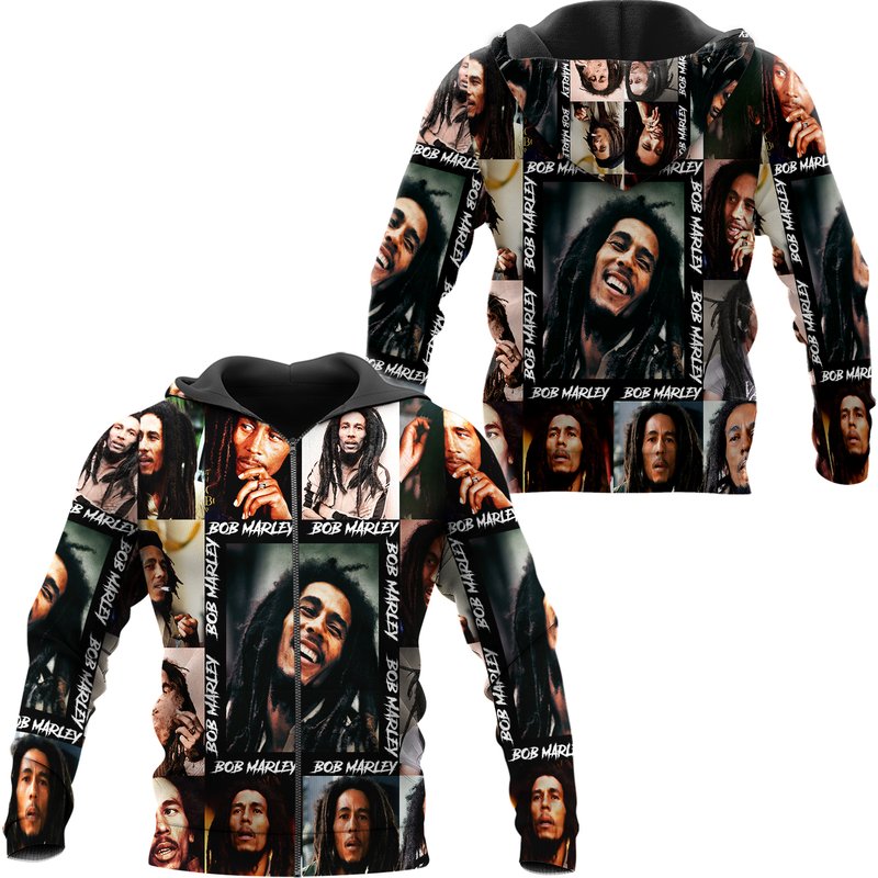 Womens Bob Marley Rock And Roll Full-zip Hoodie — Sweats à capuche pour hommes